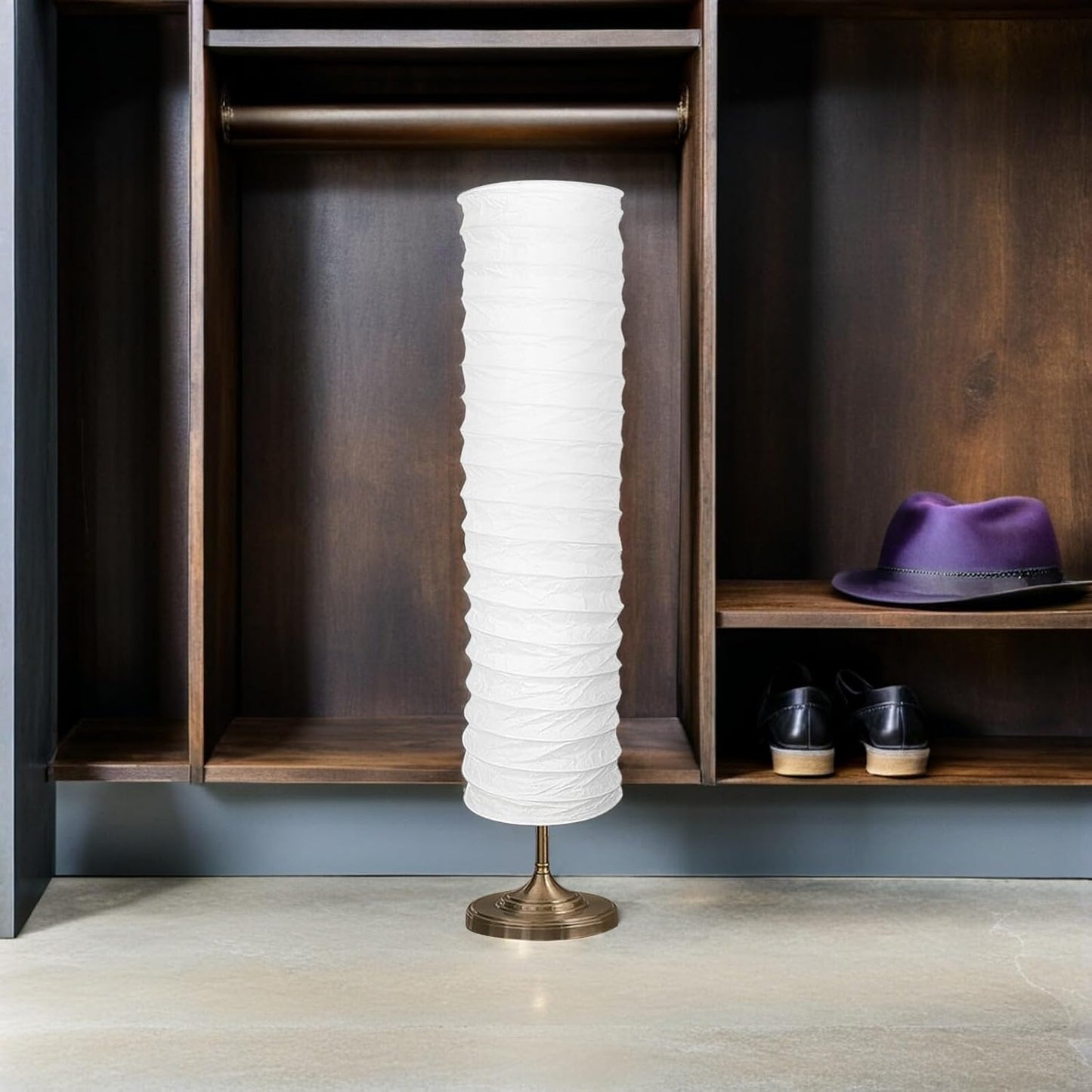 VOSAREA 2-Pack Paper Floor Lamp Shades for Standing Lamps – Sturdy Thickened Rice Paper Shade Replacement for Living Room Bedroom, 37" Tall Nordic Japanese Style White Cylinder Light Cover Decor