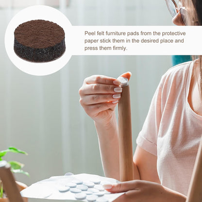 uxcell Furniture Pads, 24Pcs 1.25" - Round Self Adhesive Felt Furniture Pads, Floor Protectors for Furniture Feet Chairs Legs Hardwood Floors (Brown)