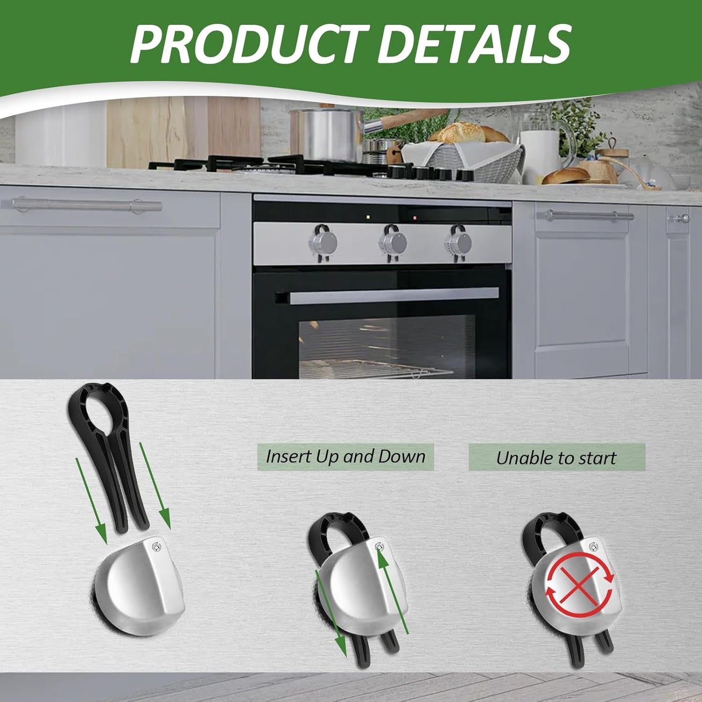 5 Pack Stove Knob Safety Locks, Baby Proof Oven Knobs Covers Lock for Child Safety(Black)