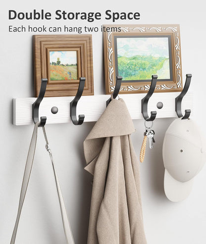Optish Coat Rack Wall Mount, 16.5 Inches Wood Coat Hooks, Wall Hooks for Hanging, Hat Rack Bag Hanger Key Holder for Wall, Purse Hanger Towel Racks for Bathroom (1Pack, Brown)