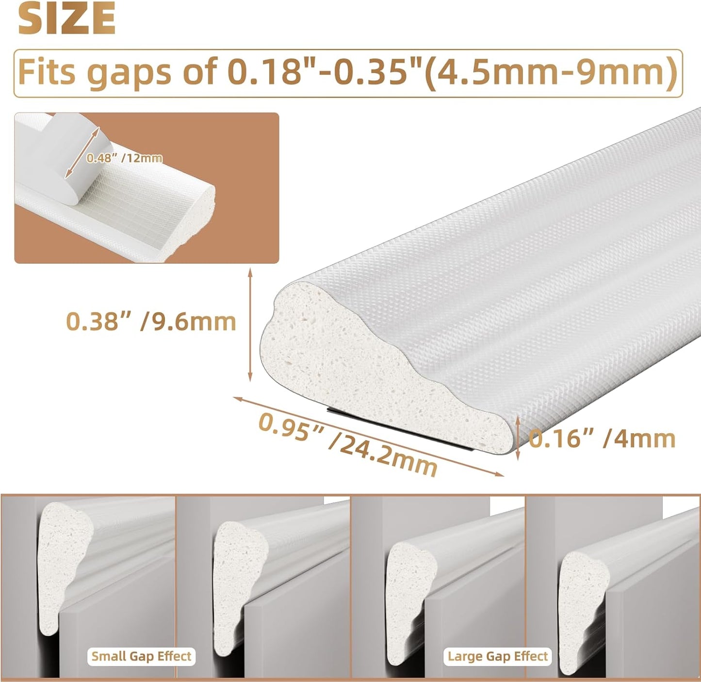118” Wedge-Shape Foam Window Weather Stripping Door Seal Strip,Soundproofing Frame Winter Insulation Tape for Exterior Front Door,Noise Cancelling Window Inserts,Door Gap Filler Light Blocker,White