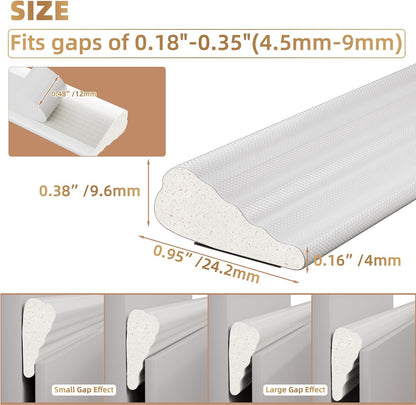 118” Wedge-Shape Foam Window Weather Stripping Door Seal Strip,Soundproofing Frame Winter Insulation Tape for Exterior Front Door,Noise Cancelling Window Inserts,Door Gap Filler Light Blocker,White