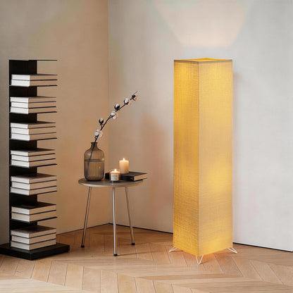 Veemoon Square Paper Floor Lamp Shade, Standing Rice Paper Lantern Shade Foldable Japanese Light Cover Modern Style Decorative Lampshade for Home Office Bedroom, Soft Lighting, 49inch, Light Yellow