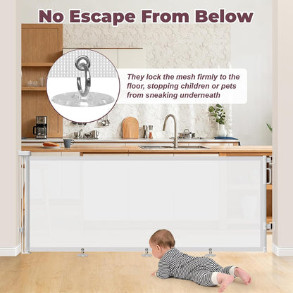 Retractable Baby Gates for Doorways, 58" Extra Wide Mesh Child Dog Gate for Stairs, 34" Tall Toddler Pet Gate Indoor and Outdoor, Easy Install, Essential for Home Safety, Black