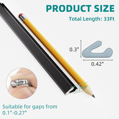 19.7 Ft V-Shape Thin Weather Stripping Door Seal Strip for Doors Frame,Self Adhesive Foam Tape Weatherstripping Door Insulation Winter,Door Soundproof Gap Filler Sealing Strip,Black