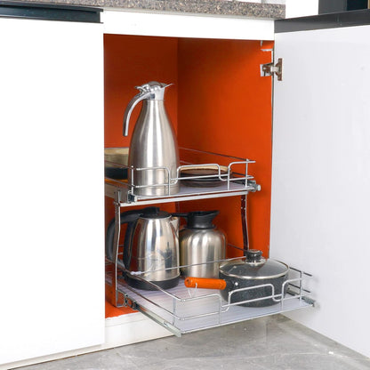 VEVOR Pull Out Cabinet Organizer, 12"W x 21"Dx15.2"H Heavy Duty Slide Out Pantry Shelves, Chrome-Plated Steel Roll Out Drawers for Home,13.5"Wx22"Dx19"H Inside Kitchen Cabinet, Bathroom, Under Sink