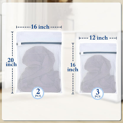 Durable Mesh Laundry Bags 5-Pack (12x16 Inch) Delicates Protector for Lingerie & Baby Clothes