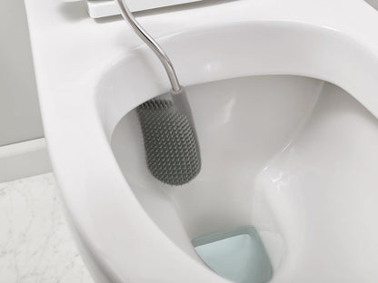 Joseph Joseph Flex Hygienic Silicone Toilet Brush with Slim Holder Set, Flexible Anti-drip, Anti-Clog Deep Clean Head - Gray/White