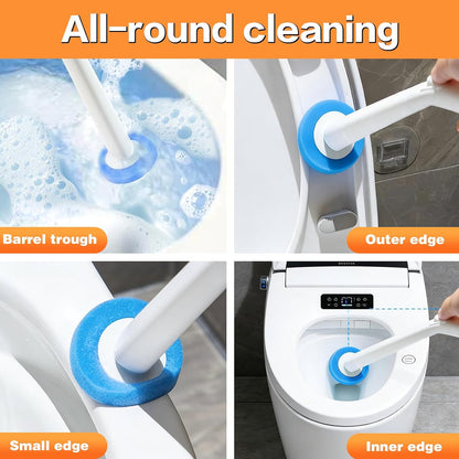 SOPAMI 32pcs Disposable Toilet Brush Refills,3-Layer Pre-Loaded Rich Foam | Toilet Bowl Wand Refills Pre-Loaded with Cleaner Toilet and Bathroom Cleaning Supplies Sponge Replacement (Blue)