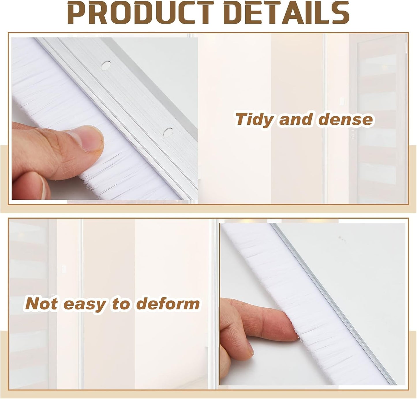 Hushee 2 Pcs 36 Inches Brush Door Sweep for Exterior, Aluminum Commercial Door Sweep Bottom All-Season Alloy Brush for Exterior and Interior Sealing Gaps Keeps Cold Air, Dust Out (White)