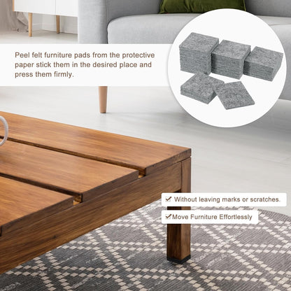 uxcell Furniture Pads, 24Pcs 1.5" - Square Self Adhesive Felt Furniture Pads, Floor Protectors for Furniture Feet Chairs Legs Hardwood Floors (Black)