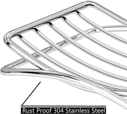 Soap Dish, Stainless Steel Bar Soap Holder for Shower, Self Draining Stand Soap Saver for Bathroom, Kicthen Sink and Countertop, Chrome 1-Pack