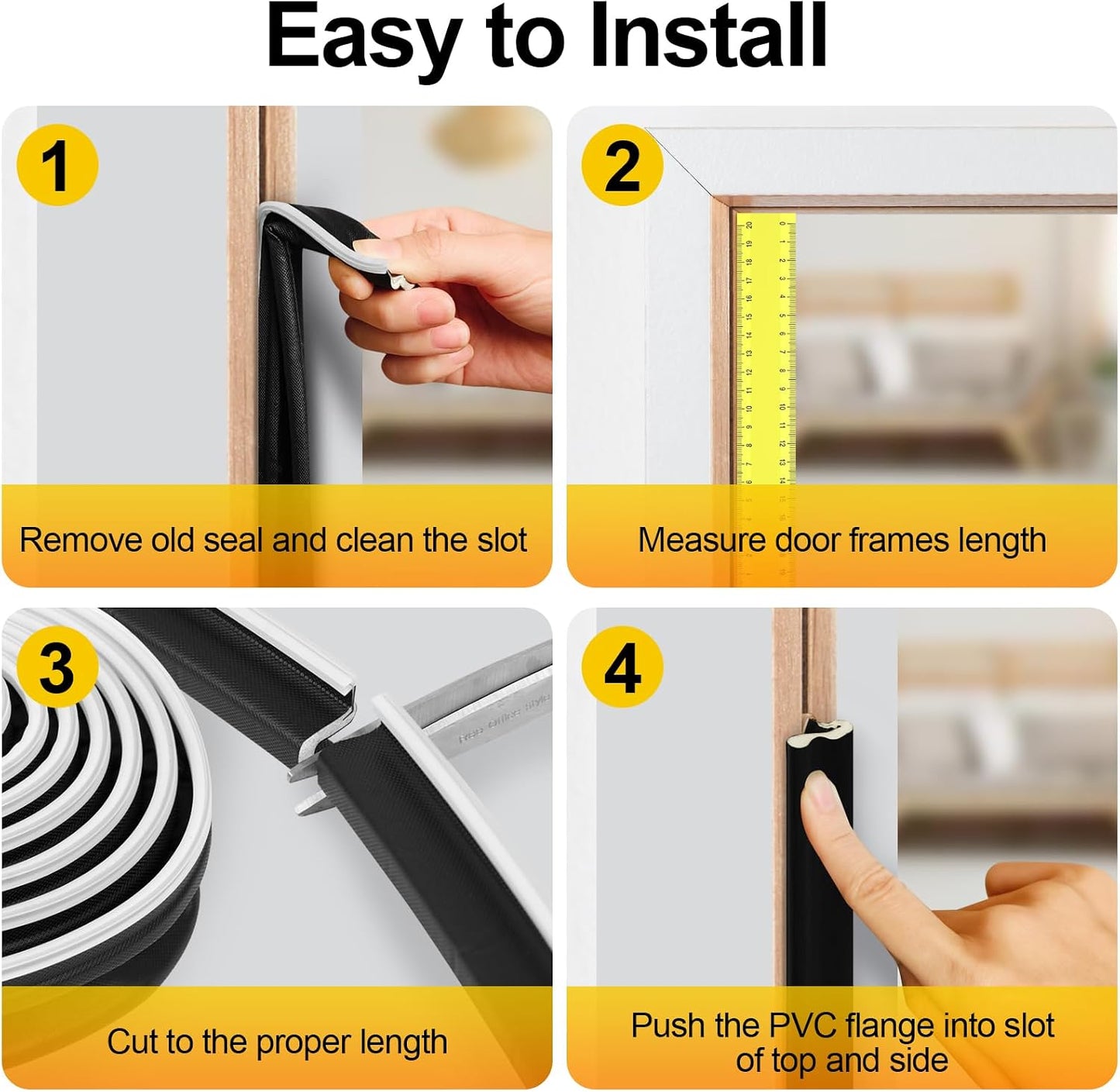 Litaibai 40 ft Kerf Weather Stripping Door Seal for Exterior Doors, White | Press-in kerf seal for grooved door frames is not self-adhesive, replaces worn seals, and helps reduce drafts and energy loss