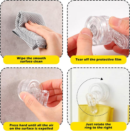 Geelin Dish Glove Clip with Suction Cup Easy Install Removable Transparent Plastic Wall Mounted Hook for Kitchen Use Space-Saving Washable Design for Dish Gloves Towels(2 Pcs)