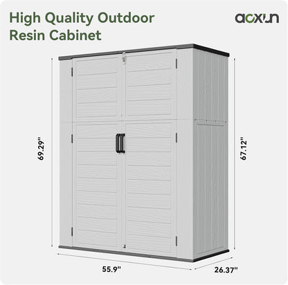 AOXUN Horizontal Storage Sheds 21 Cu.ft, HDPE Outdoor Storage Box 160 Gallon, Waterproof Lockable Resin Deck Box with Spring-Assisted Lid, Patio Storage for Garden, Pool, Cushions, Tools, White