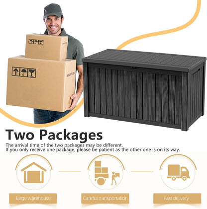 EasyUp 50 Gallon Outdoor Storage Box Waterproof Lockable Deck Boxes | UV Resistant Resin, for Garden Tools Cushions Patio Equipment, 300 lbs Capacity, Portable Design, Easy 16-Min Assembly