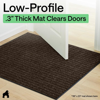 GORILLA GRIP Waterproof Traffic Guard Door Mat, Heavy Duty Entryway Mats, Strong Backing Commercial Utility Rugs for Office Hallway, Garage Floor and Home, Low Profile Carpet Runner, 29x17, Black