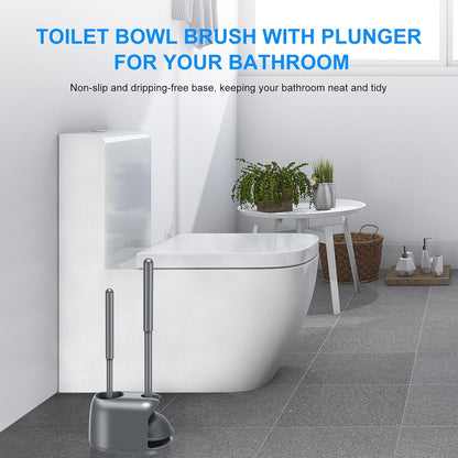 SetSail Toilet Brush and Plunger Set, Semi-Hidden Toilet Plungers Heavy Duty Toilet Bowl Brush and Holder for Bathroom Toilet Plunger and Brush Set for Deeply Cleaning - Black