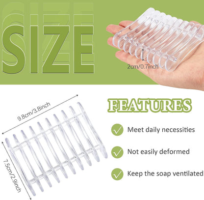 2 Pieces Plastic Bar Soap Holder Soap Tray Soap Saver Bar Dish Self Draining Soap Dishes for Soap Sponge Dryer Bathroom Toilet Shower Kitchen Restaurant Counter (Clear)