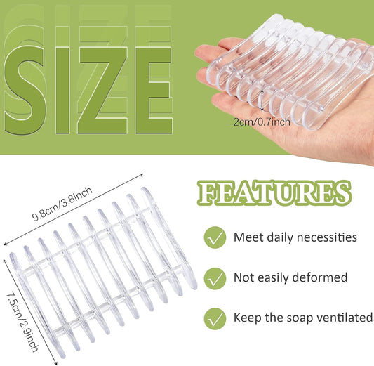 2 Pieces Plastic Bar Soap Holder Soap Tray Soap Saver Bar Dish Self Draining Soap Dishes for Soap Sponge Dryer Bathroom Toilet Shower Kitchen Restaurant Counter (Clear)