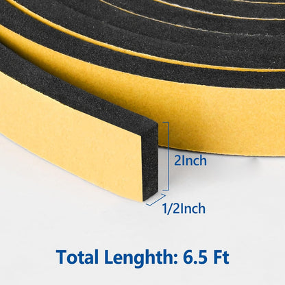 Kikerike Self Adhesive Foam Tape Weatherstrip 1/2In x 1/4In x 16.5Ft High Density Foam Insulation Strips Seal Weather Stripping with Strong Adhesive for Door and Window Sound Isolation Soundproofing