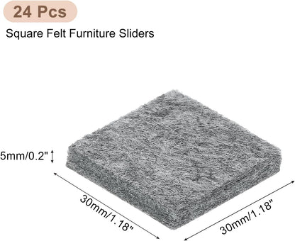 uxcell Furniture Pads, 24Pcs 1.5" - Square Self Adhesive Felt Furniture Pads, Floor Protectors for Furniture Feet Chairs Legs Hardwood Floors (Black)