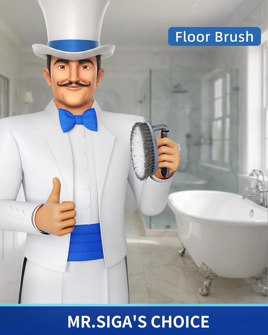 MR.SIGA Heavy Duty Scrub Brush with Comfortable Grip, Cleaning Brush for Bathroom, Shower, Sink, Floor, 2-Pack