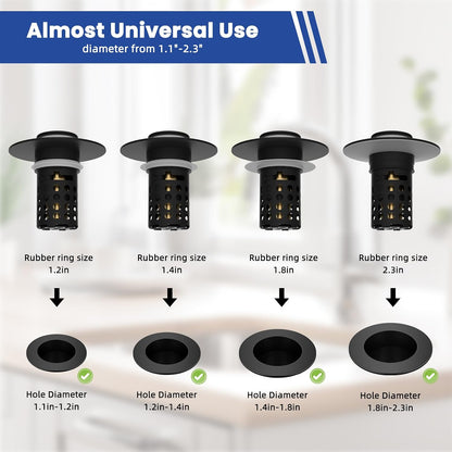 Universal Bathroom Sink Drain Strainer Hair Catcher, Brushed Nickel | Upgraded with Removable Stainless Steel Filter Basket, 3 in 1 Pop Up Sink Stopper for 1.1''~2.36'' Sink Basin Hole
