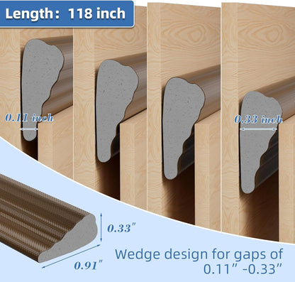 118”Wedge Weather Stripping Door Seal Strip for Door Frame,Self-Adhesive Window Insulation for Winter,Dark Foam Gap Filler for Light Noise Blocker,Front Exterior Door Side Draft Stopper,White