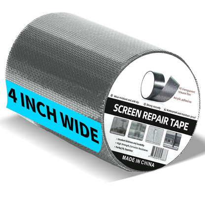 Window Screen Door Repair Tape, 4inx20FT Grey, Fiberglass Screen Mesh Repair, 3-Layer Strong Adhesive, Waterproof Covering Mesh