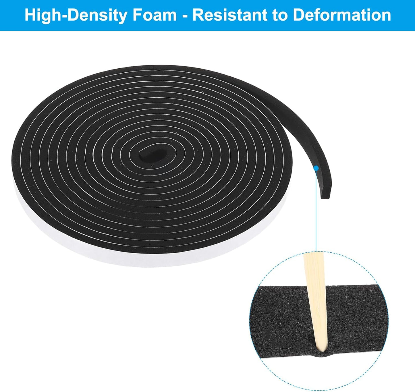 PATIKIL Weather Stripping Door Seal Strip, 3/8 Inch x 1/4 Inch x 32 Ft Self Adhesive Soundproof High Density Foam Tape Insulation for Door Window Air Conditioning, White - Colors A