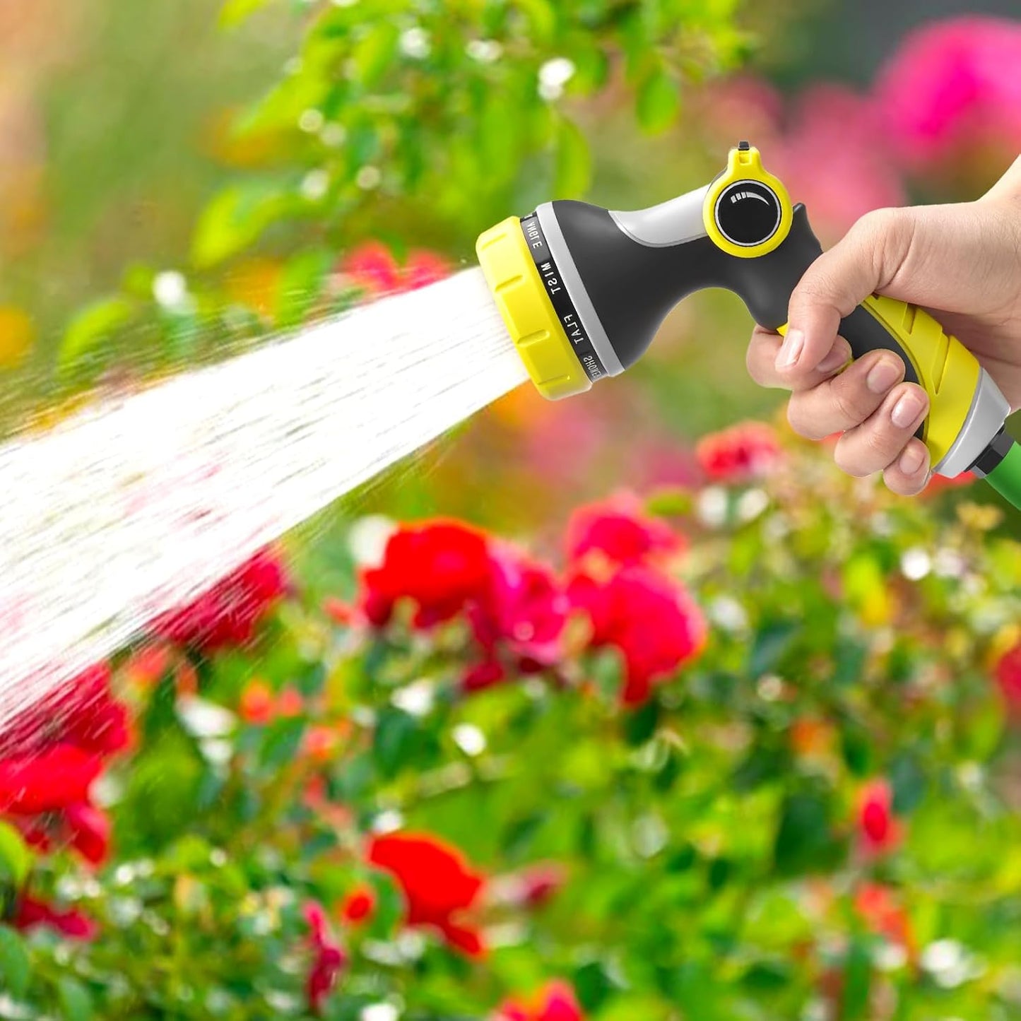 Garden Hose Nozzle,Hose Spray Nozzle with Adjustable 10 Watering Patterns,Slip Resistant High Pressure Water Hose Nozzle Sprayer for Plants & Lawns Watering,Car Washing and Pet Showering