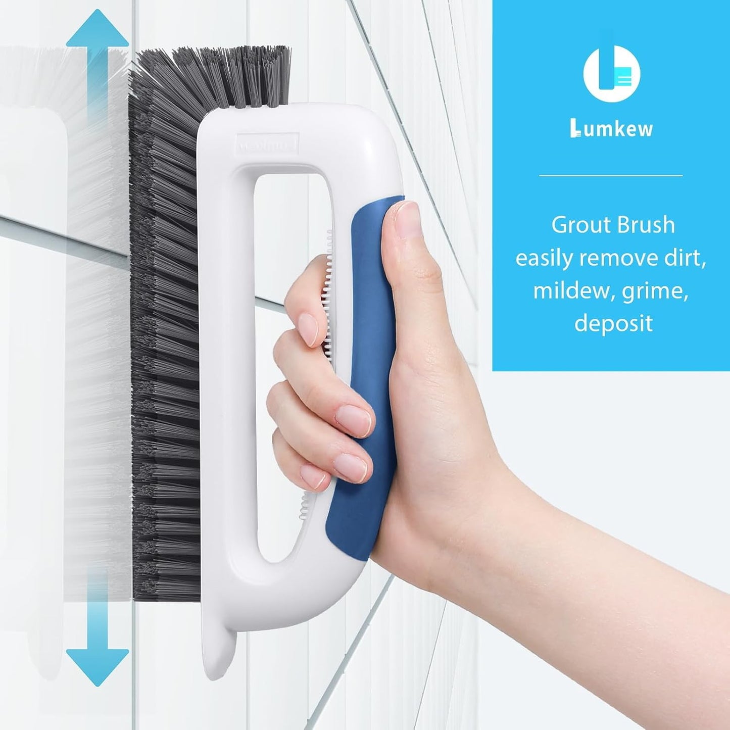 Lumkew Grout Cleaner Brush for Floors Tile Corner, V Shape Stiff Scrubber Cleaning Bathroom Shower, Blue,1 Pcs