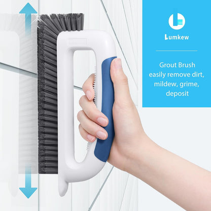 Lumkew Grout Cleaner Brush for Floors Tile Corner, V Shape Stiff Scrubber Cleaning Bathroom Shower, Blue,1 Pcs