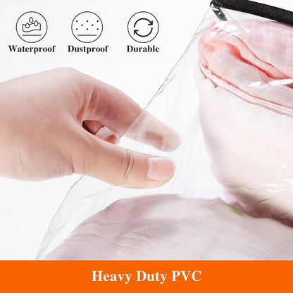 Vieshful 3 Pack Clear Clothes Storage Bag, 40L Plastic Blanket Storage Bag with Zipper, Foldable Closet Organizer, Moving bags for Comforter, Blanket, Bedding, Duvet, Toys