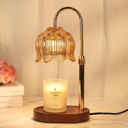 Funistree Flower Candle Warmer Lamp with Timer, Dimmable Candle Lamp Warmer, Christmas Birthday Gifts for Women Mom Her, Housewarming Home Decor, Lotus Wax Warmer for Yankee Candles - Lily Amber