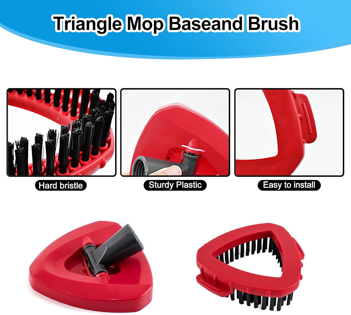Spin Mop Handle,Mop Replace Heads,Brush and Base Compatible with O Cedar EasyWring 1 Tank,2 Microfiber Mop Refills and Brush,4-Section 30-58" Mop Handle,Mop Base Combo Set for Wet/Dry Floor Cleaning