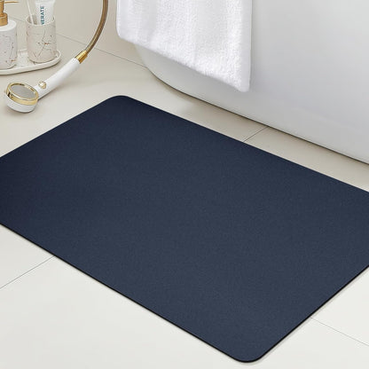 ACCUMTEK Non Slip Bath Mat, Thin Bathroom Rugs Fit Under Door, Quick Dry Bath Mats, Machine Washable Bath Rugs for Bathroom, Bathtub & Kitchen, Grey/Bordered/24 x17