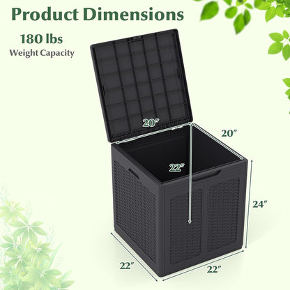 Tangkula 25 Gallon Waterproof Outdoor Storage Box with Lockable Lid | PP Resin, Wicker Patterned, Indoor Outdoor Use, Portable, Versatility, for Deck, Pool, Patio Cushions, Garden Tools