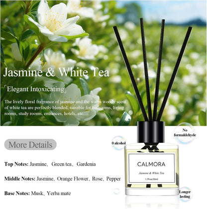 CALMORA Flameless Diffuser for Home, 3-Pack 50ml (1.7fl Oz) Essential Oil Reed Diffuser Set with 15 Sticks | Room Air Freshener for Bedroom, Bathroom for Women Men