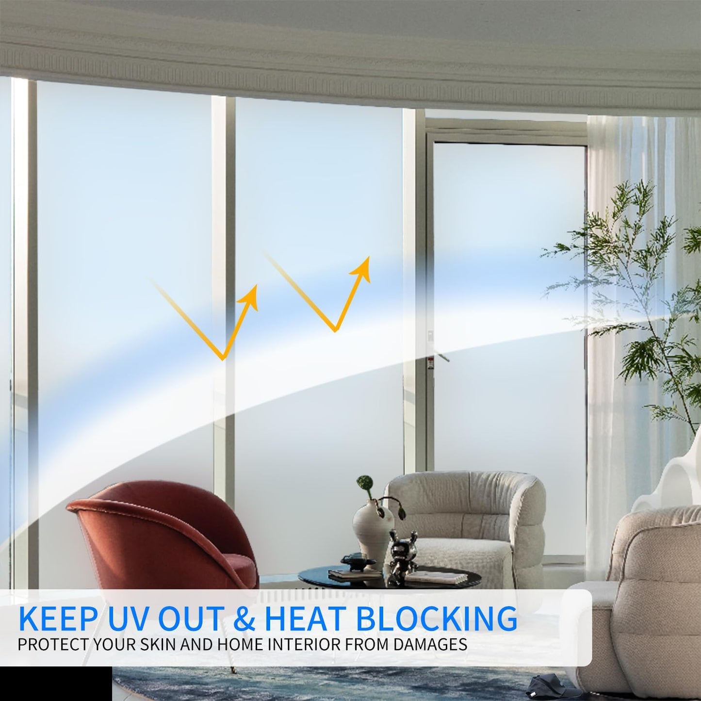 Frosted Window Film, Removable Glass Door Privacy Film, Suitable for Bathrooms, Offices, Static Cling Decorative Film, Reusable Window Stickers (Pure, 17.5X78.7 Inch)