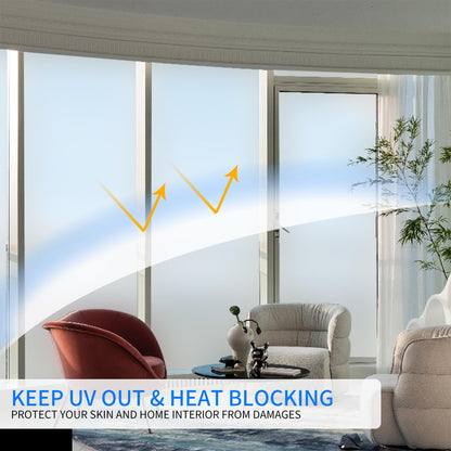 Frosted Window Film, Removable Glass Door Privacy Film, Suitable for Bathrooms, Offices, Static Cling Decorative Film, Reusable Window Stickers (Pure, 17.5X78.7 Inch)