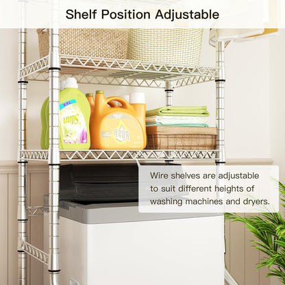 Ulif U11 Over Washer and Dryer Shelves, 3 Tiers Laundry Room Storage and Organizer Standing Shelf, Metal Freestanding Clothes Drying Rack, 33.9" W x 19.7" D x 77.6" H, Black