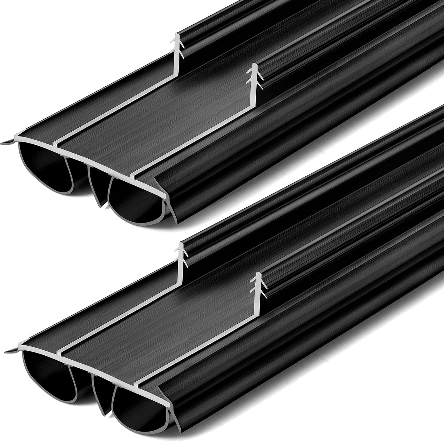 Pushglossy 2 Pcs Kerf Style Door Bottom 36" Long 1 3/4" Wide Replacement Threshold Seal with Vinyl Fins Weatherstrip Draft Stopper for Interior Exterior Doors(White)