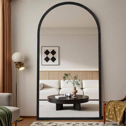 Suidia Full Length Mirror, Oversized Floor Mirror with Solid Wood Frame, Large Standing Mirror for Bedroom Living Room, Wood Art Style, Dark Walnut, 74" L x 32" W