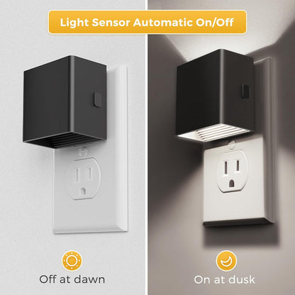 L LOHAS LED Motion Sensor Night Light, [2-Pack] Plug in Night Light with Motion Sensor and Dusk to Dawn Sensor, Brightness Adjustable, 3000K Soft White Nightlight for Bathroom Hallway Kitchen