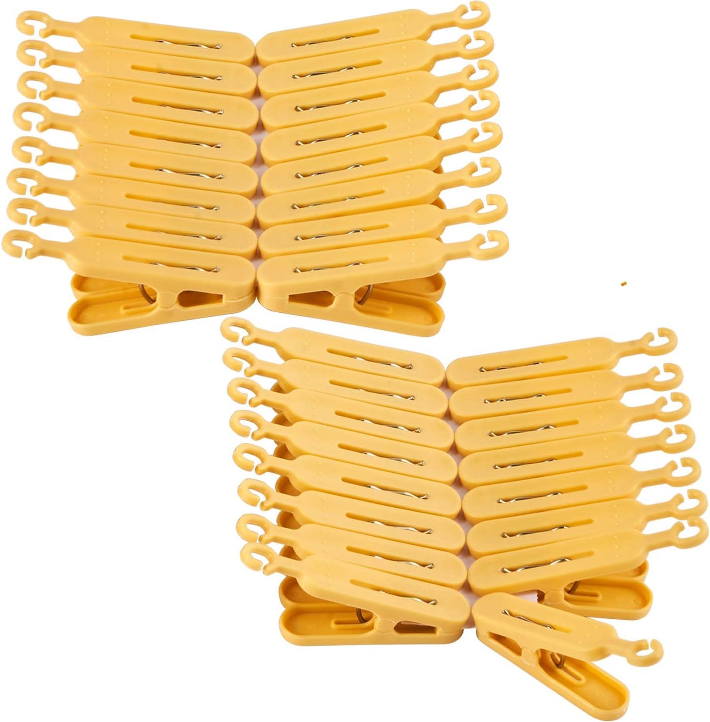 Foshine Foldable Clip Hangers Plastic Blue with 32Pcs Drying Clips | Drip Hanger Foldable Wind-Proof Hook For Underwear Socks Bras Lingerie Clothes