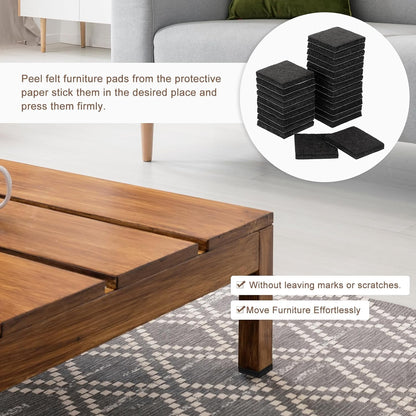 uxcell Furniture Pads, 24Pcs 1.5" - Square Self Adhesive Felt Furniture Pads, Floor Protectors for Furniture Feet Chairs Legs Hardwood Floors (Black)
