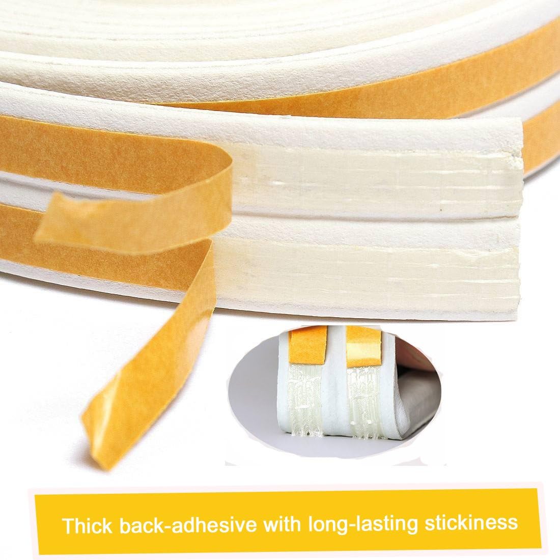 CloudBuyer Door Weather Stripping, Soundproof Insulation Seal Strip for Windows with Self-Adhesive Protection (White, 33Ft)