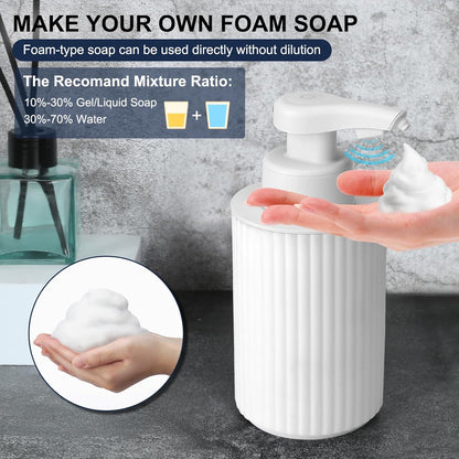 Automatic Soap Dispenser Foaming Touchless: 9oz Black Plastic - Rechargeable Electric Smart Auto Foam Soap Dispenser - Hand Dish Bathroom Kitchen